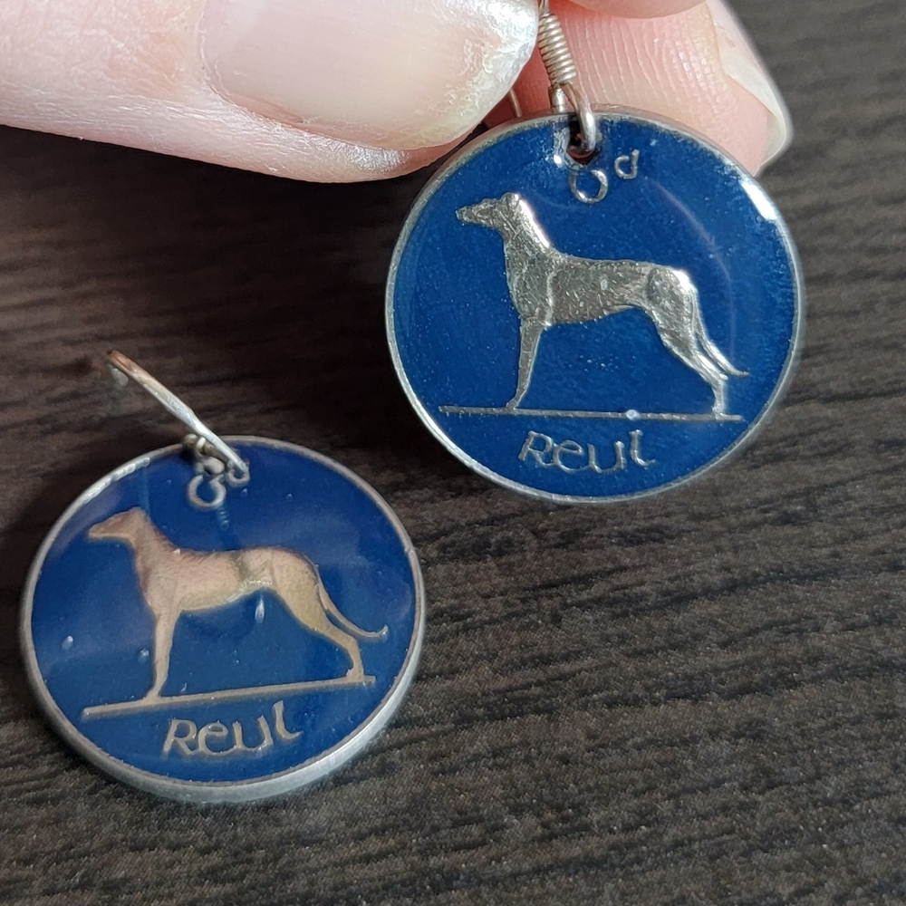 Vintage Greyhound 6 reul Coin Earrings